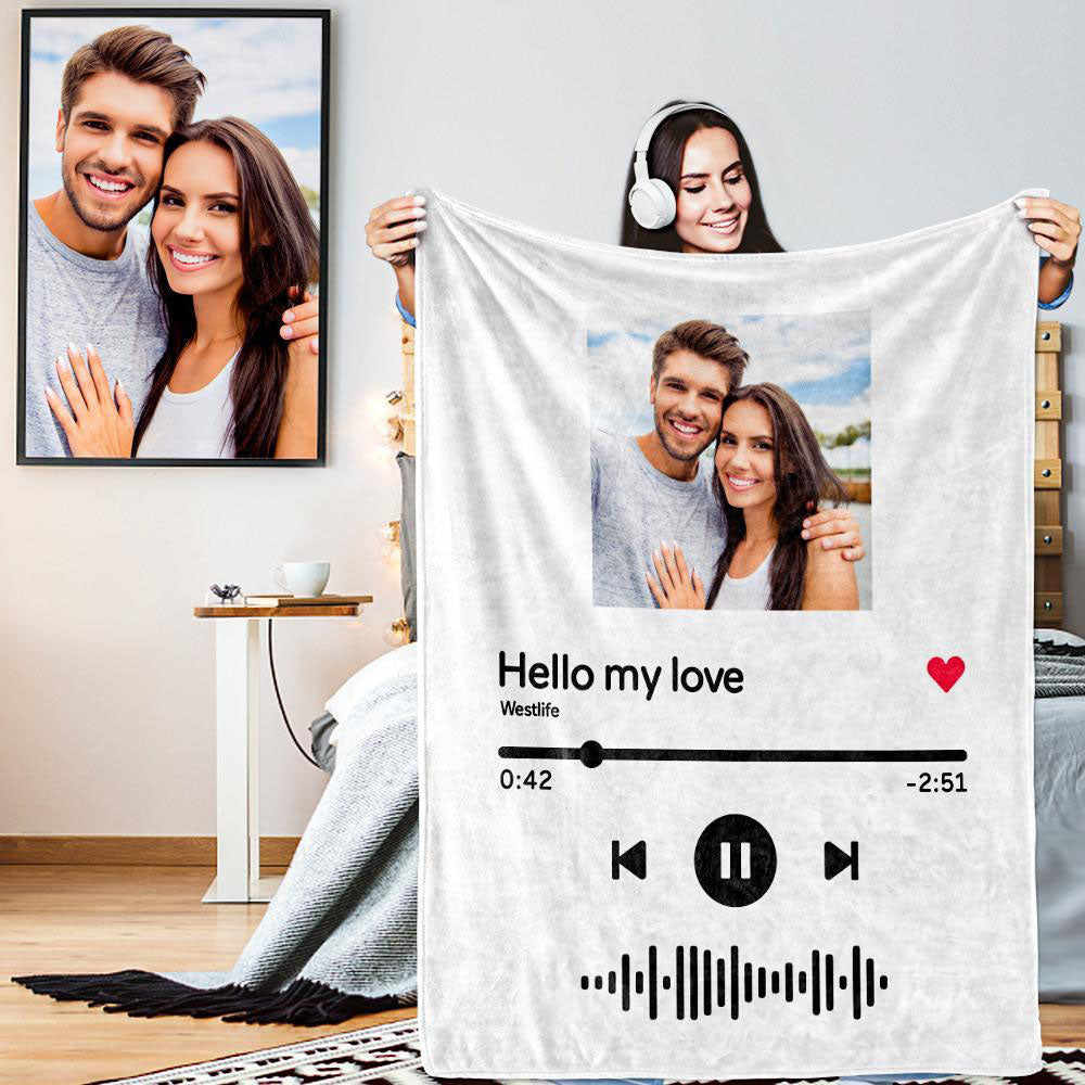 Custom Blankets with Photos,Personalized Picture Throw Blanket, Music