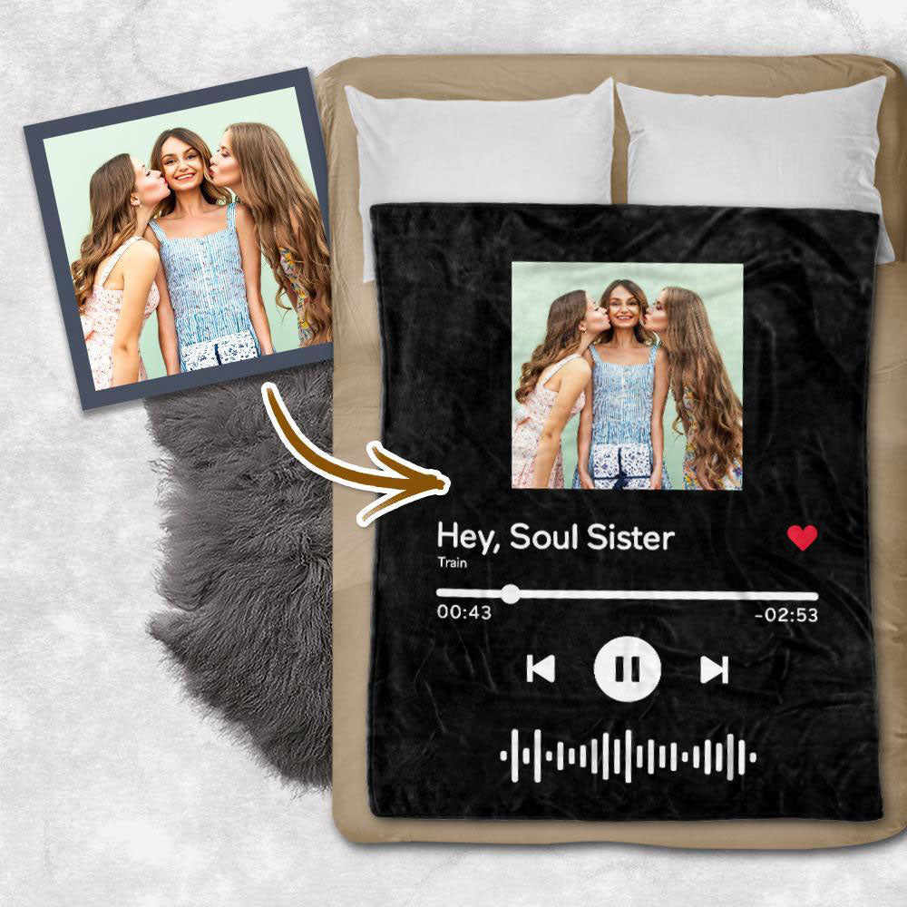 Custom Blankets with Photos,Personalized Picture Throw Blanket, Music