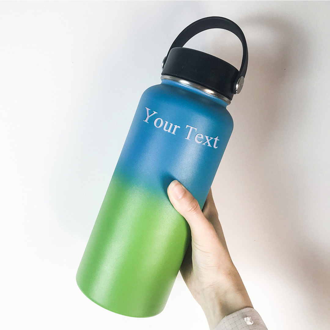 Custom Engraved Name Insulated Water Bottle with Handle Lids