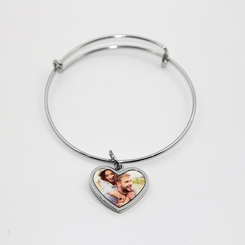 Custom Heart Pendant Photo Bracelet