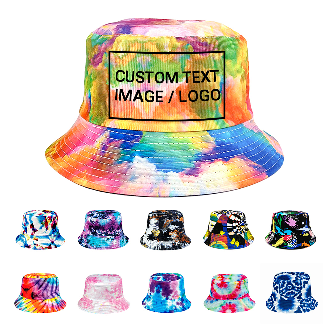 Custom Bucket Hat Cotton Double-Side-Wear Reversible Sun Hat for Women Men, Summer Vacation Travel Beach Packable Fisherman Hat