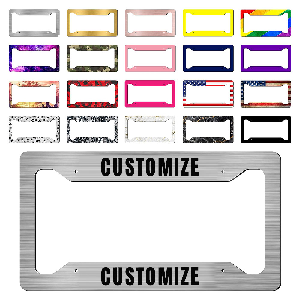 Custom Car License Plate Frames,Personalized Text Image Logo Auto License Plate Holder with 4 Holes