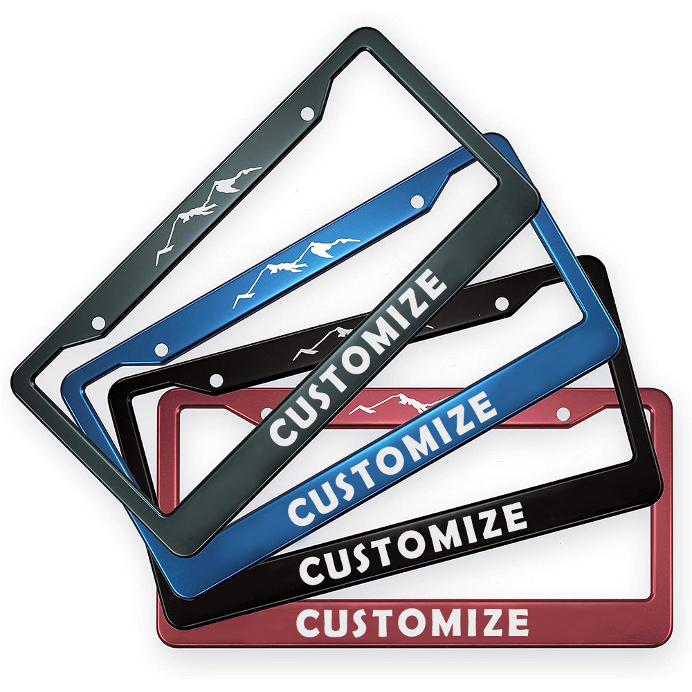 Custom Car License Plate Frames,Personalized Text Image Logo Auto License Plate Holder with 2 Holes