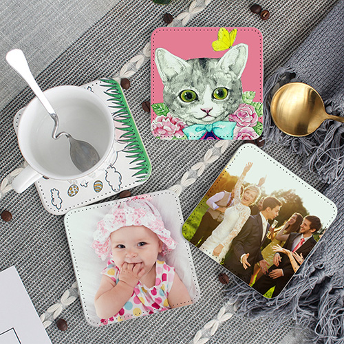 Custom Photo Leather Coasters