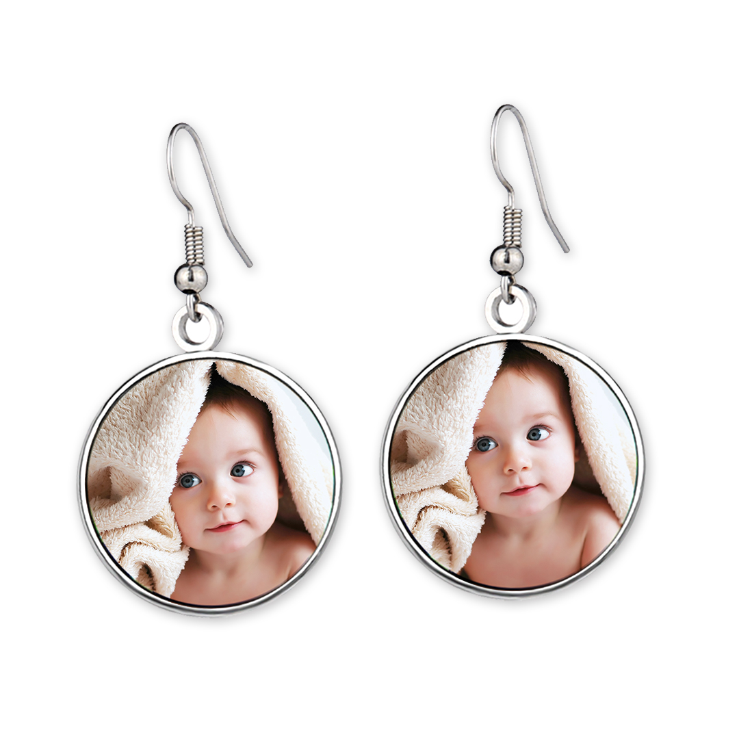 Personalized Picture Earrings for Women Stainless Steel Round Photo Earrings Custom Memorial Earrings Jewelry Customized Gifts for Mom BFF
