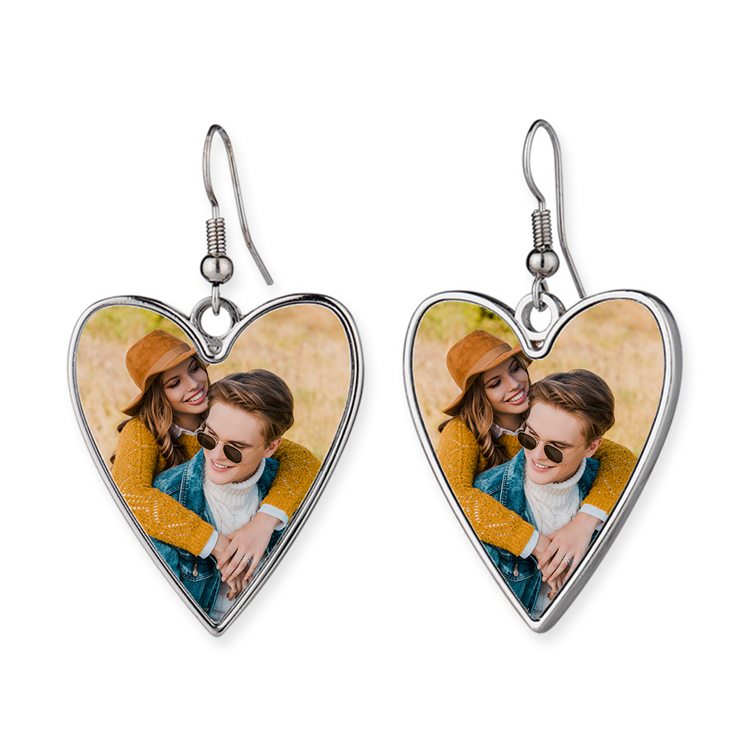 Personalized Picture Earrings for Women Stainless Steel Heart Photo Earrings Custom Memorial Earrings Jewelry Customized Gifts for Mom BFF