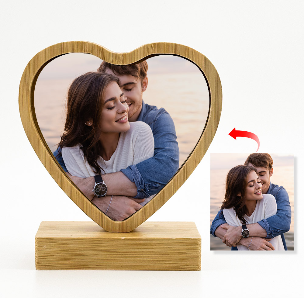 Personalized Photo Frame,Custom Photo Tabletop Picture Frame,Magnetic base with 360 rotation,Gifts for Wedding,Birthday,Valentine's Day,Christmas