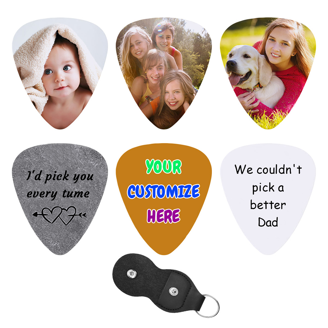 Custom Heavy Guitar Picks Text Name Image 3 pack - Personalized Add Your Own Picture Photo Logo on Thick Pick for Electric Guitar Bass, Gift for Kids,Teens,Men,Women Guitar Players (1.2mm)
