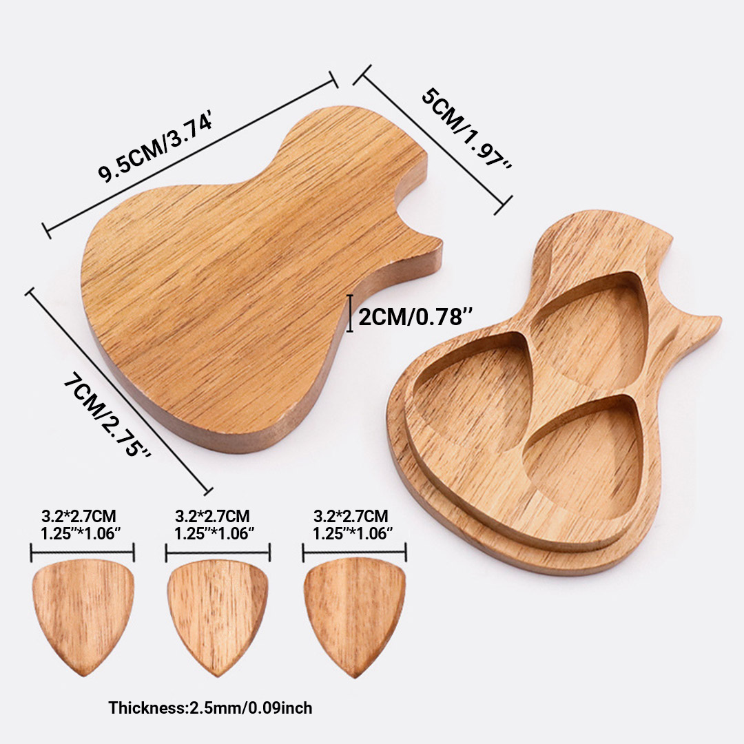 Custom Guitar Pick Holder with 3 Pcs Wooden Guitar Picks, Personalized