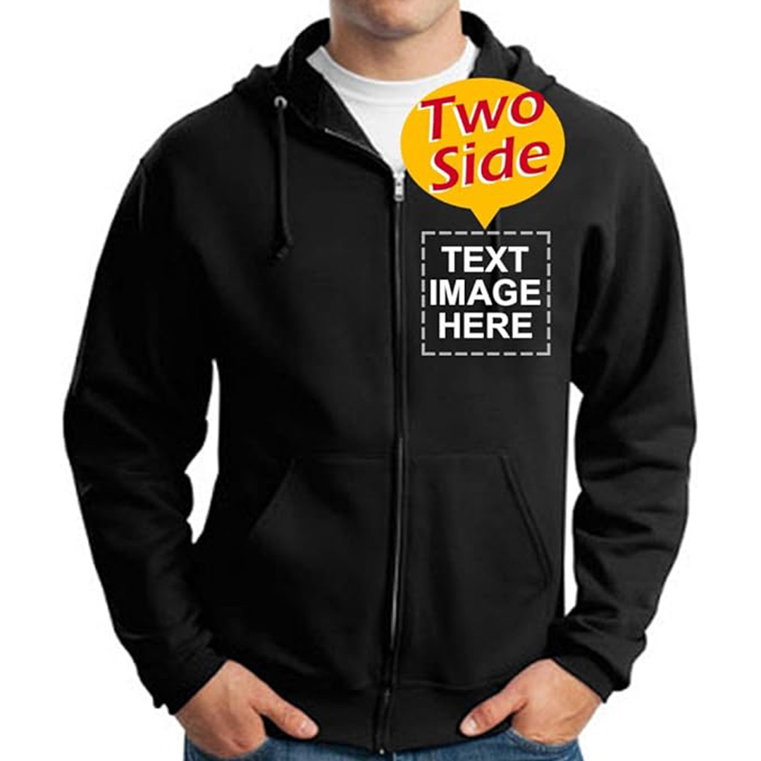 Custom Full Zip Hoodies Sweatshirt Design Your Own Two-sided Printed