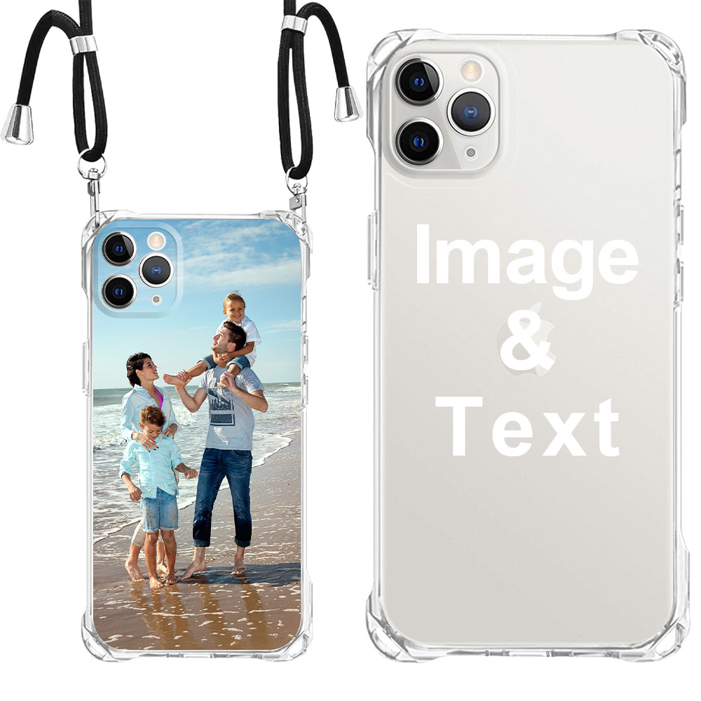Custom for iPhone 11 Pro Max Clear Slim Lanyard Case