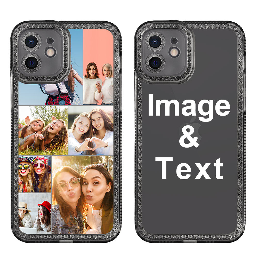 Custom for iPhone 12 Clear Rhinestone Case