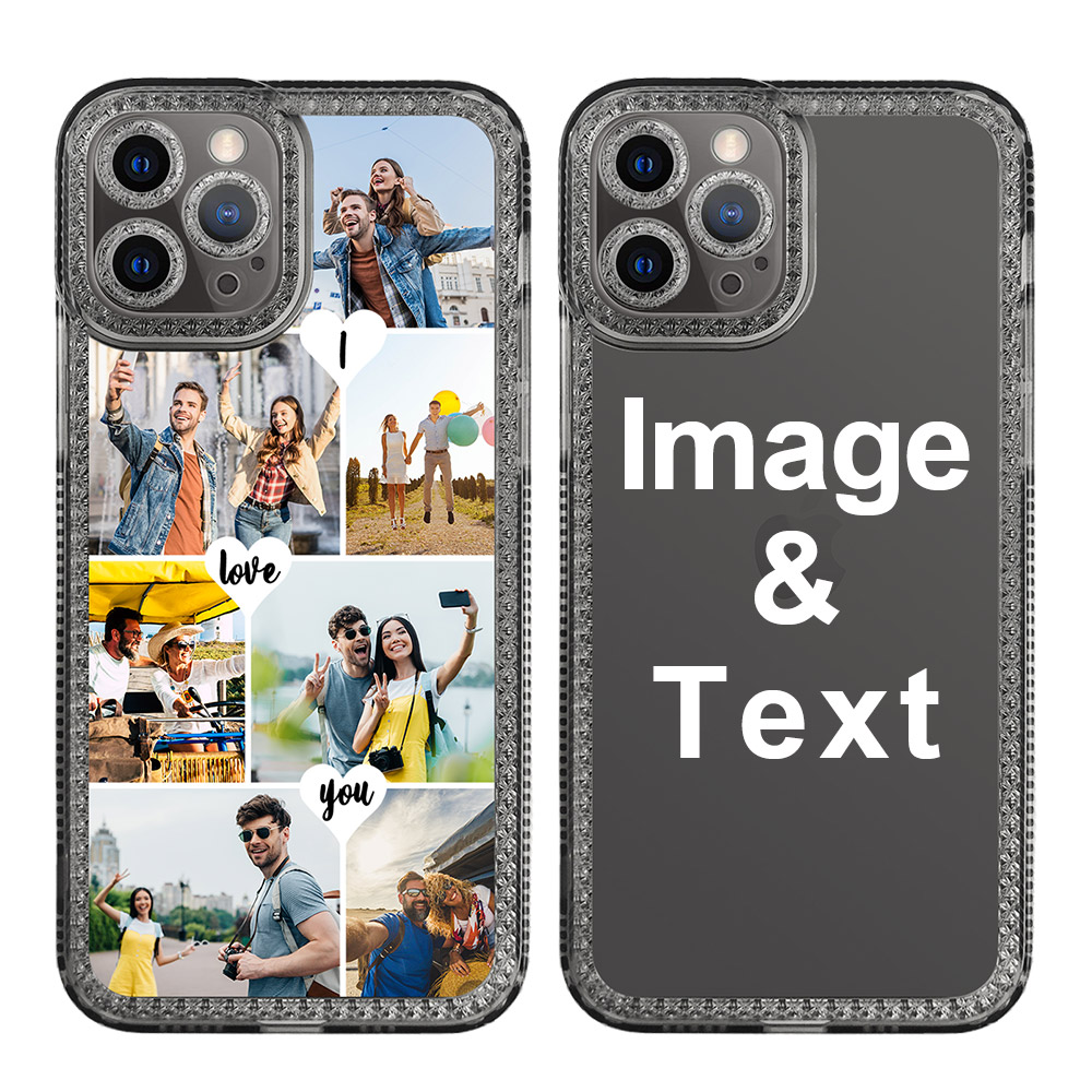Custom for iPhone 12 Pro Clear Rhinestone Case