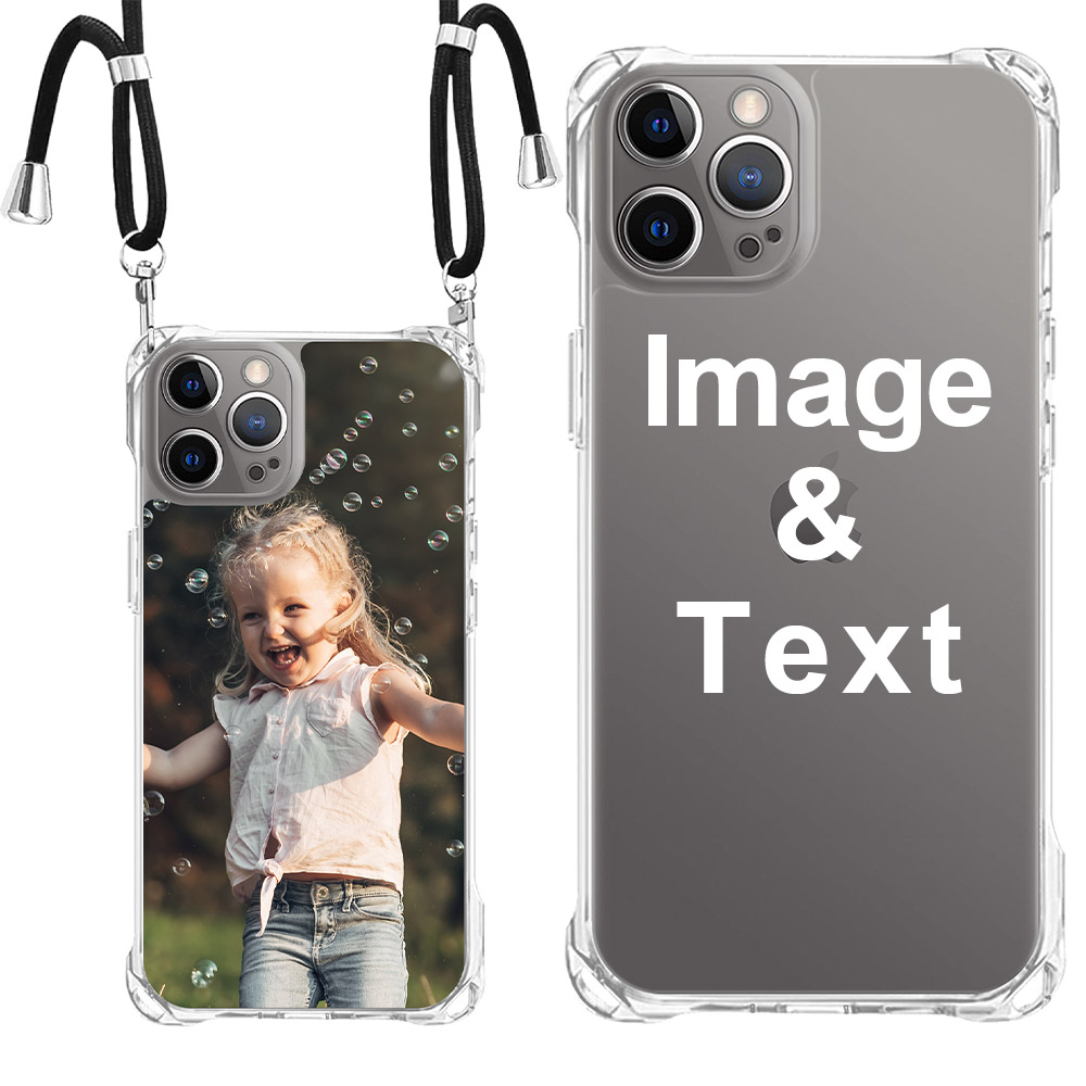 Custom for iPhone 12 Pro Clear Slim Lanyard Case