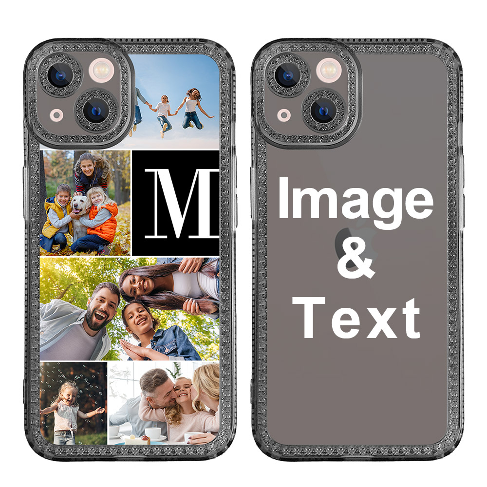 Custom for iPhone 13 Clear Rhinestone Case