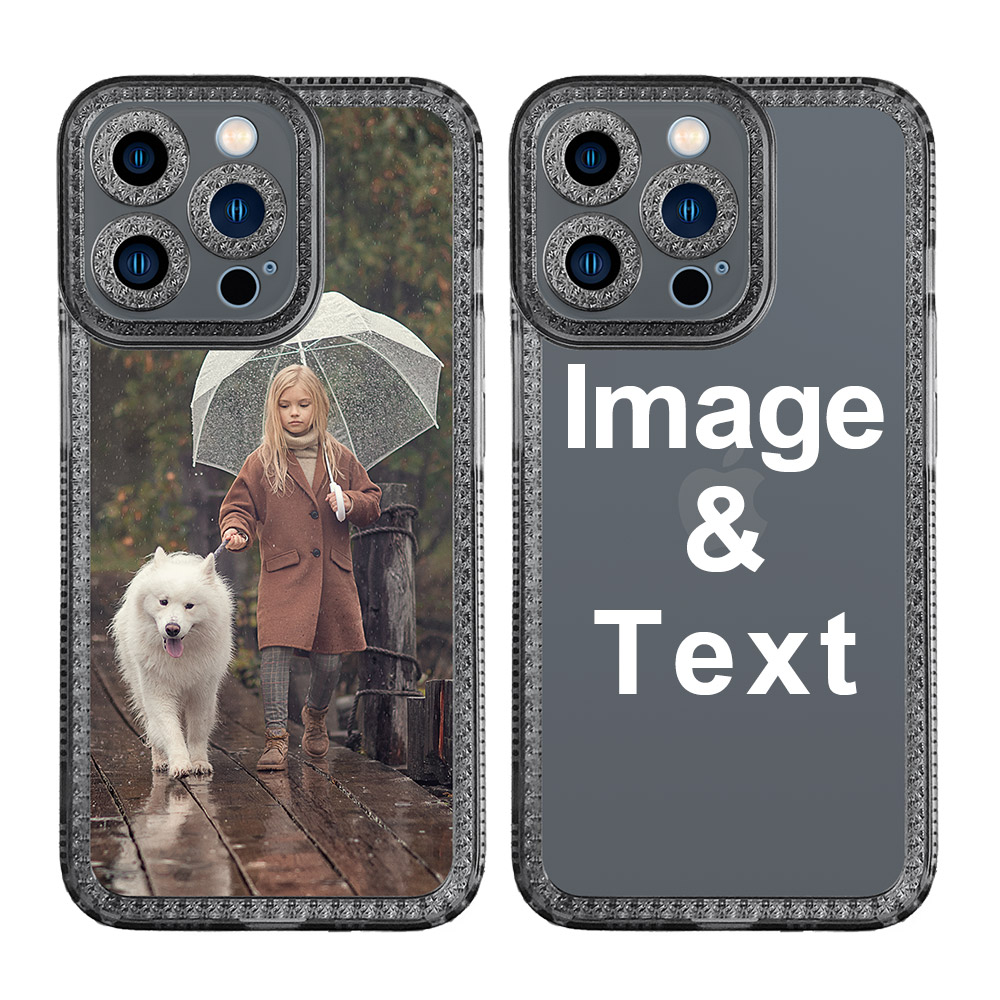 Custom for iPhone 13 Pro Clear Rhinestone Case