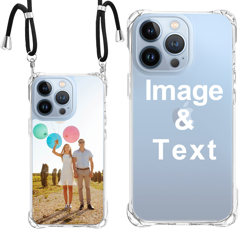 Custom for iPhone 13 Pro Clear Slim Lanyard Case