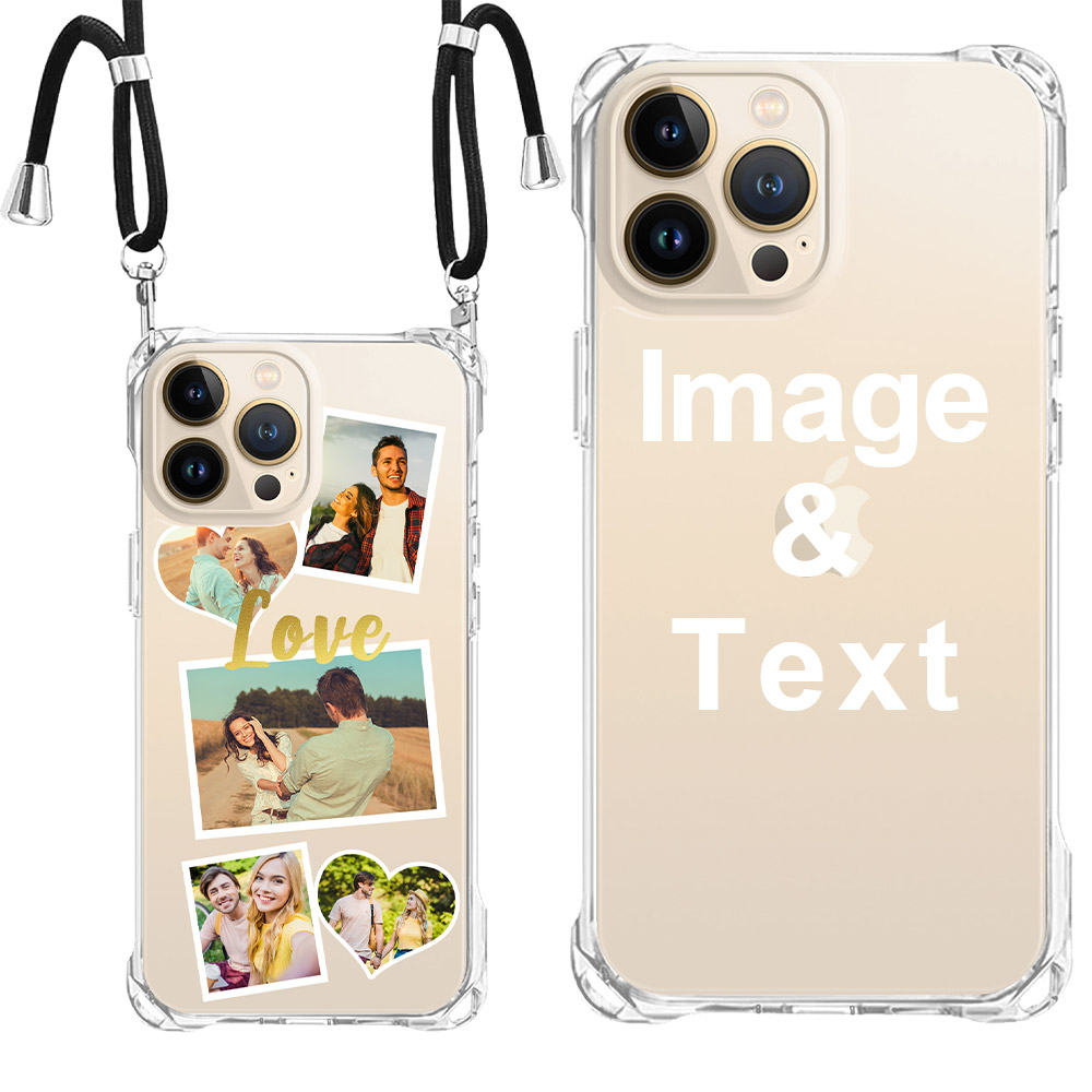 Custom for iPhone 13 Pro Max Clear Slim Lanyard Case
