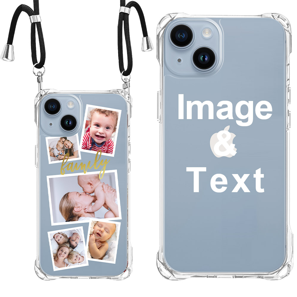 Custom for iPhone 14 Plus Clear Slim Lanyard Case