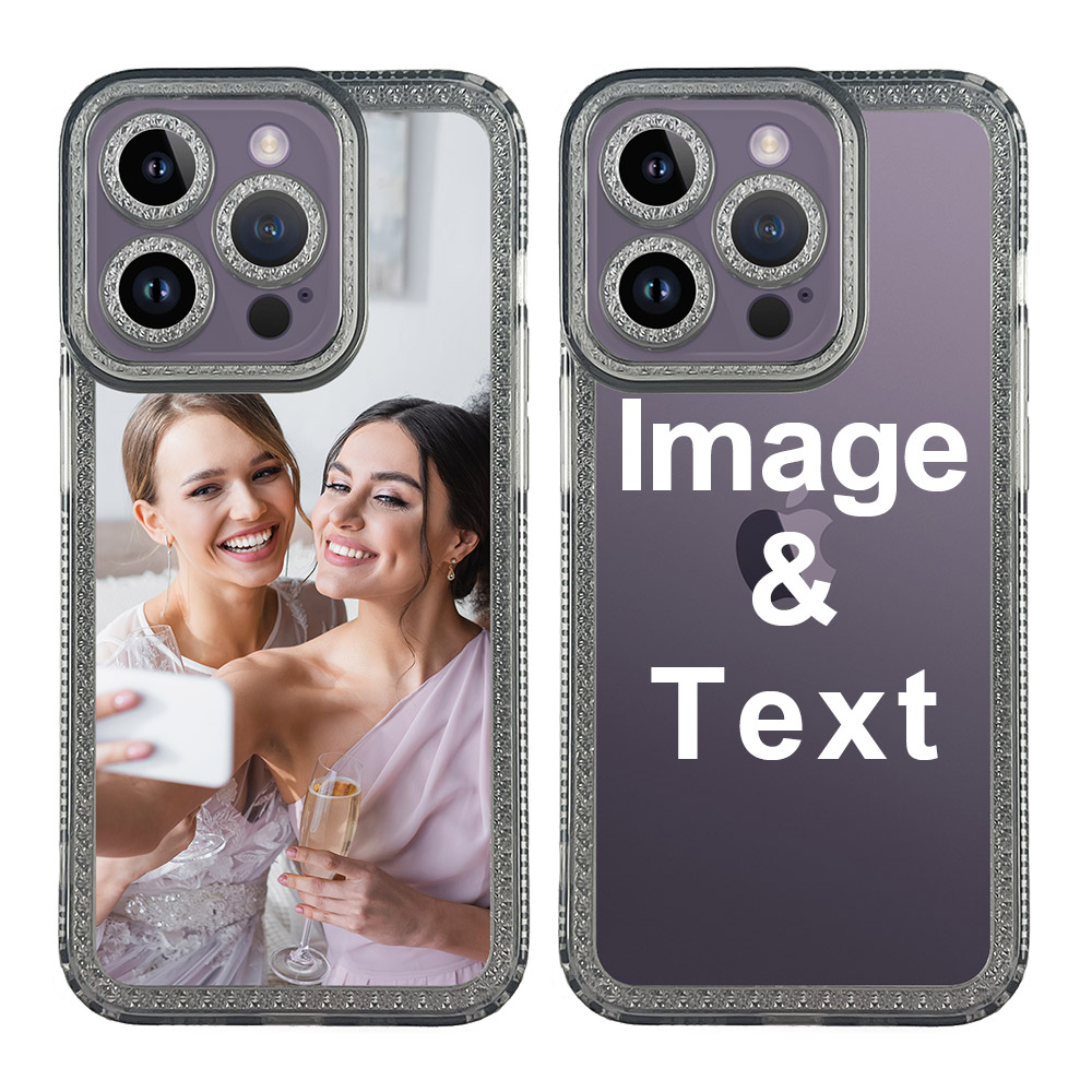 Custom for iPhone 14 Pro Clear Rhinestone Case
