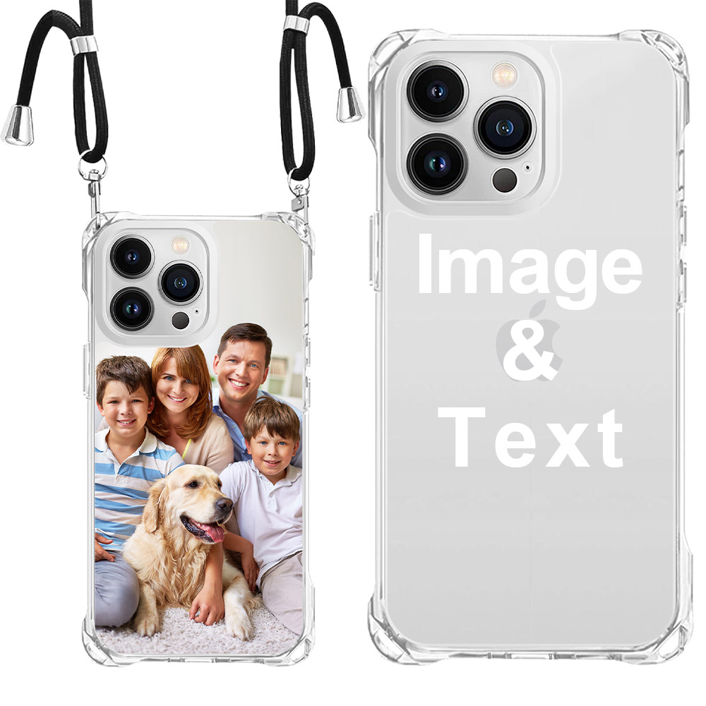 Custom for iPhone 14 Pro Max Clear Slim Lanyard Case