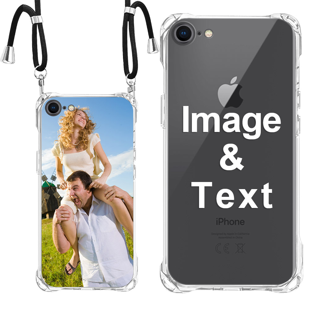 Custom for iPhone 7 Clear Slim Lanyard Case