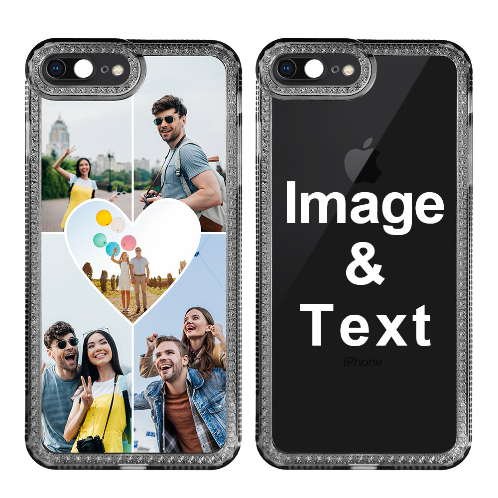 Custom for iPhone 8 Plus Clear Rhinestone Case
