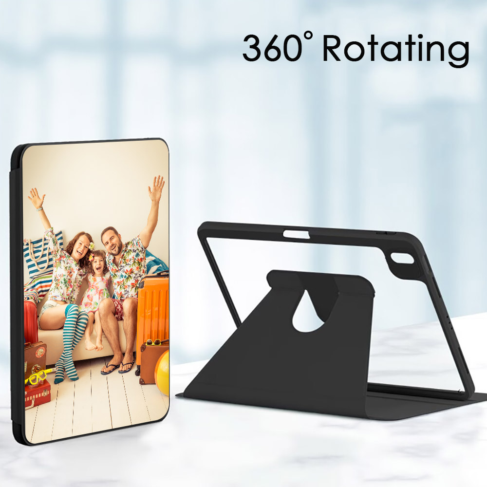 Custom 360 Degree Rotate Stand Protective Case with Clear Back & Smart Sleep/Wake Cover/Pencil Holder for iPad Air 10.9-inch (5th/4th Gen 2022/2020)