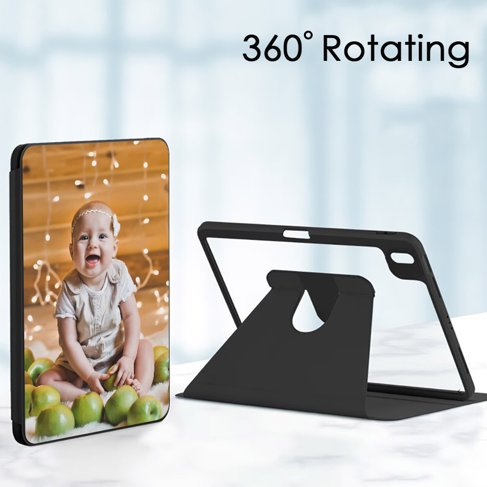 Custom 360 Degree Rotate Stand Protective Case with Clear Back & Smart Sleep/Wake Cover/Pencil Holder for iPad Pro 10.5-inch