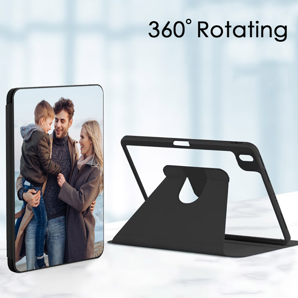 Custom 360 Degree Rotate Stand Protective Case with Clear Back & Smart Sleep/Wake Cover/Pencil Holder for iPad Pro 11-inch (4th/3rd/2nd/1st Gen 2022/2021/2020/2018)