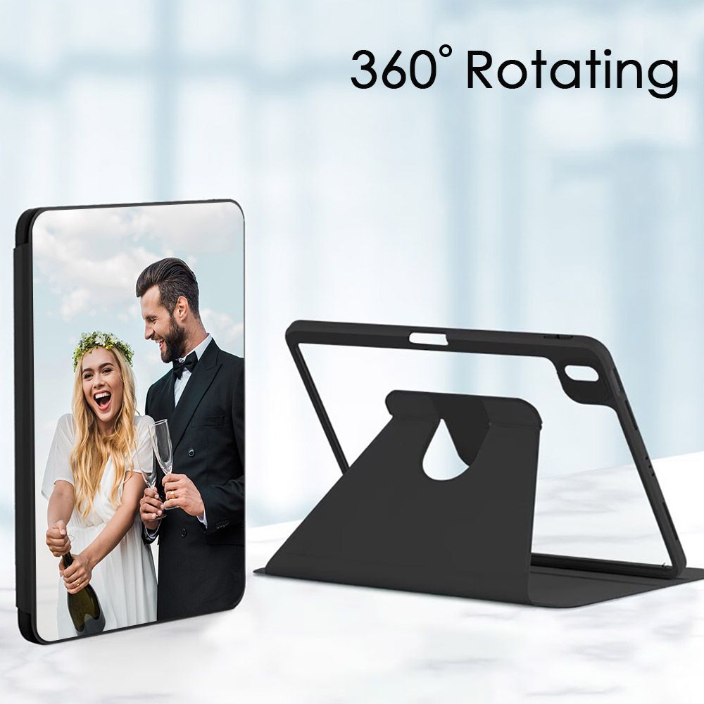 Custom 360 Degree Rotate Stand Protective Case with Clear Back & Smart Sleep/Wake Cover/Pencil Holder for iPad Pro 12.9-inch (6th/5th/4th Gen 2022/2021/2020)