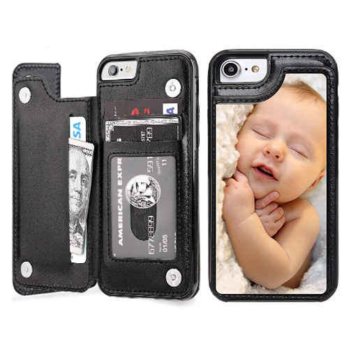 Custom for iPhone SE 2022 Card Holder Wallet Case