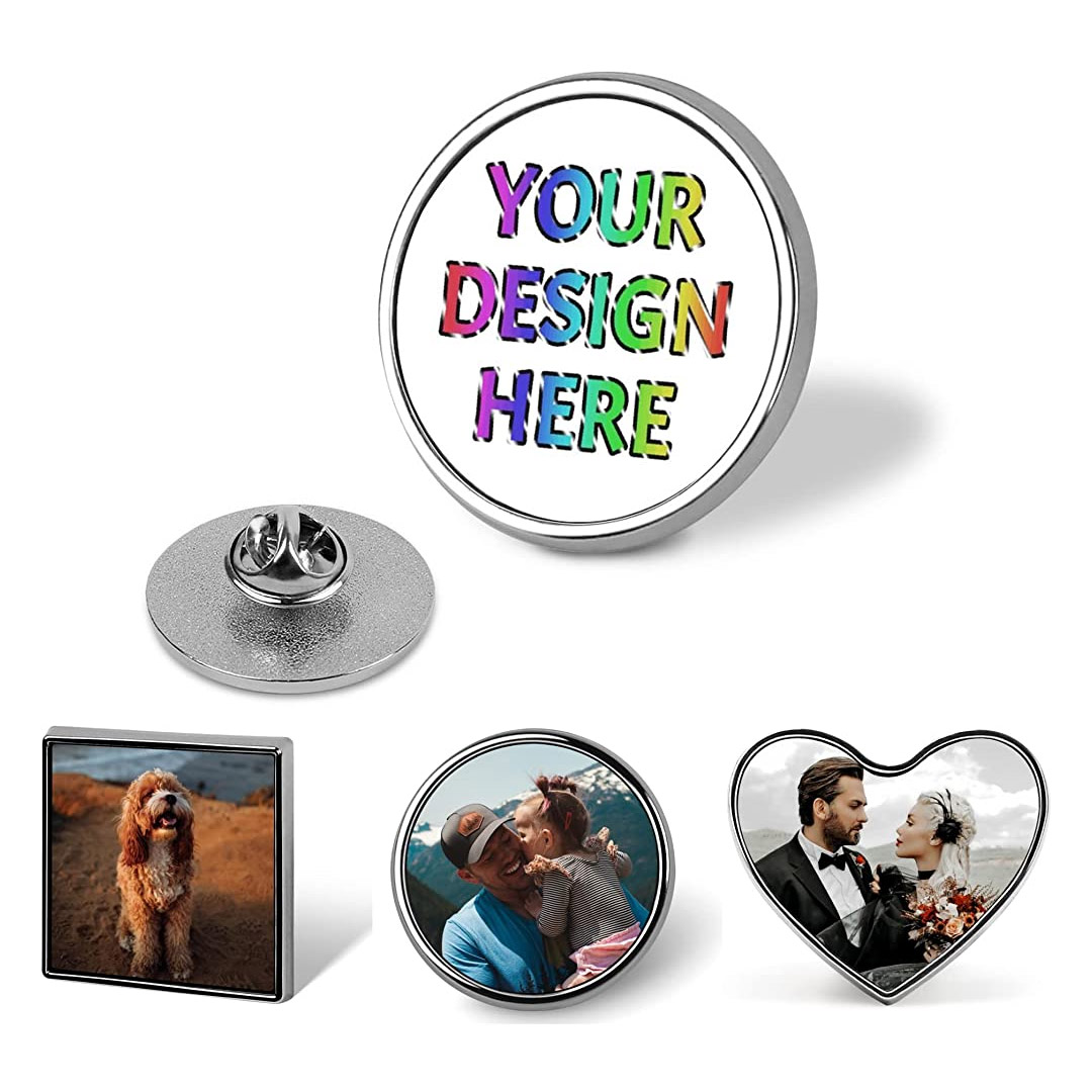 Custom Pins Bulk Personalized Photo Button Pins Design Your Own Picture Text Logo Lapel Pins for Hat Backpack Clothing Decoration Business Wedding Gift