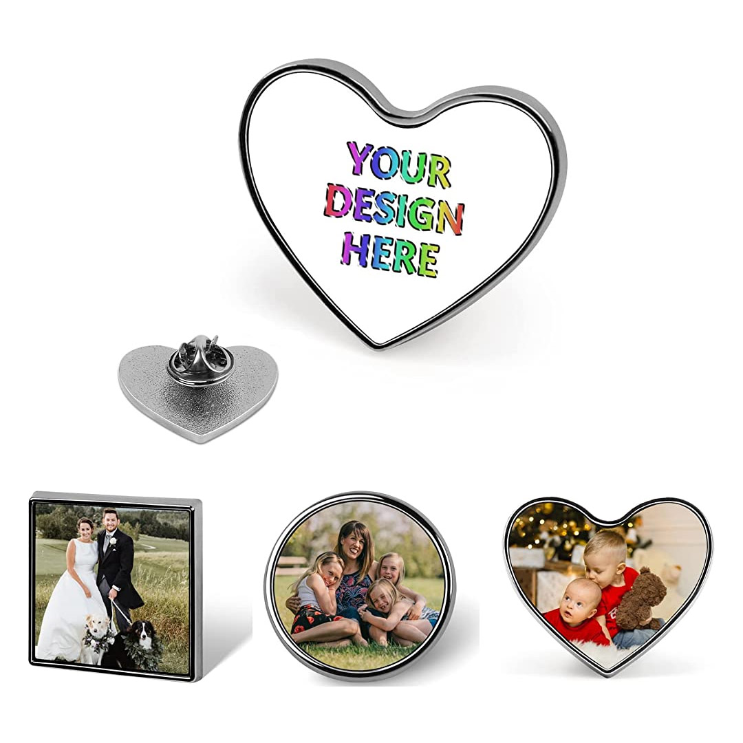 Custom Pins Bulk Personalized Photo Button Pins Design Your Own Picture Text Logo Lapel Pins for Hat Backpack Clothing Decoration Business Wedding Gift