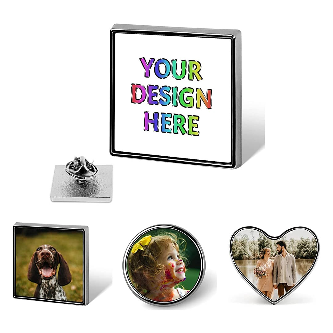 Custom Pins Bulk Personalized Photo Button Pins Design Your Own Picture Text Logo Lapel Pins for Hat Backpack Clothing Decoration Business Wedding Gift