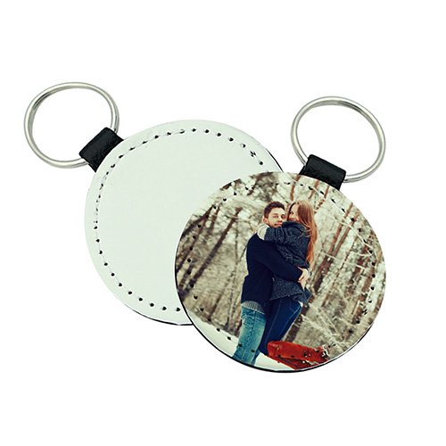 Custom Round Leather Keychain