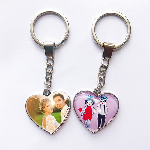 Custom Photo Heart Metal Keychain