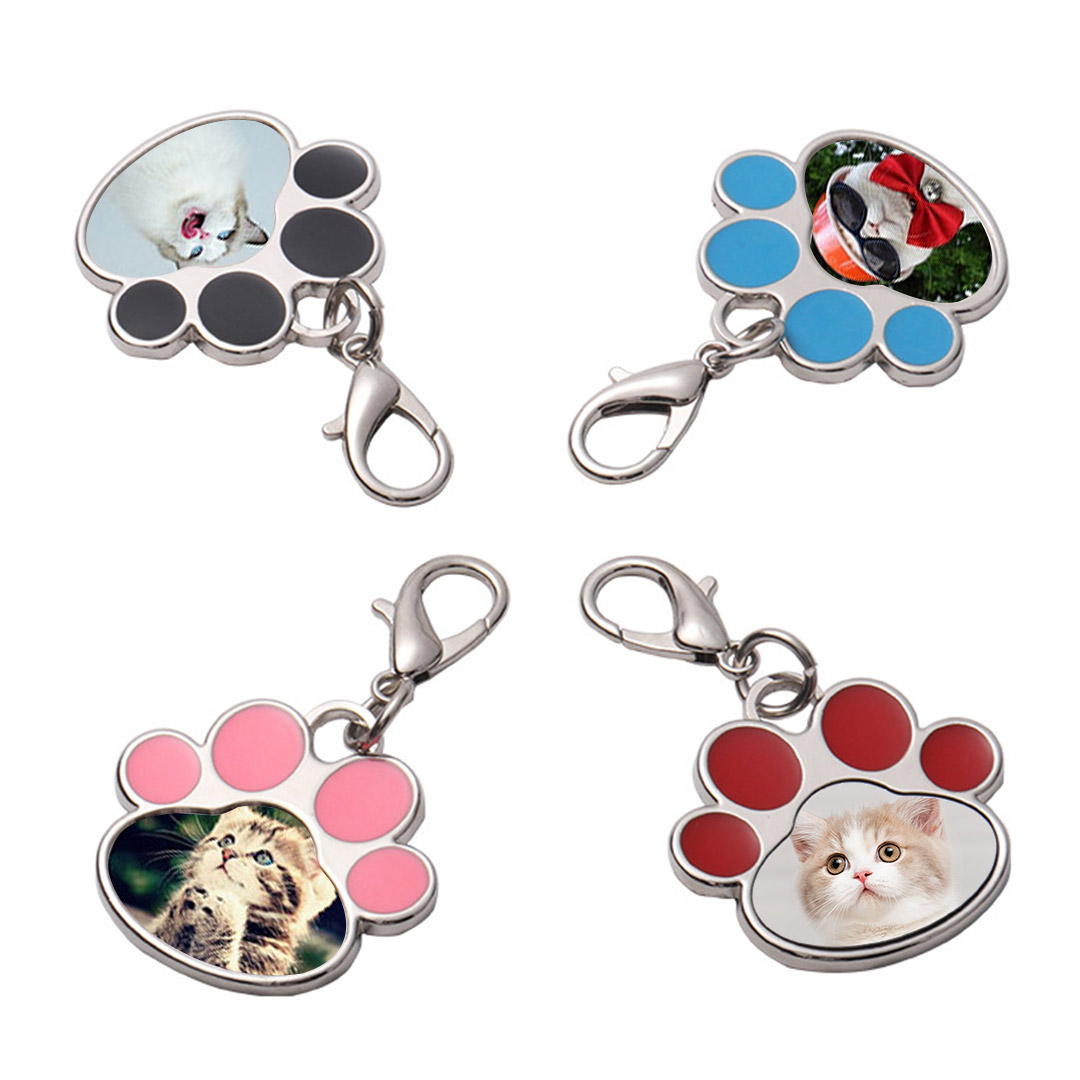Personalized Dog Photo Keychain Custom Picture Key Chain Cat Paw print Engraved Keyring Animal Pet Lover