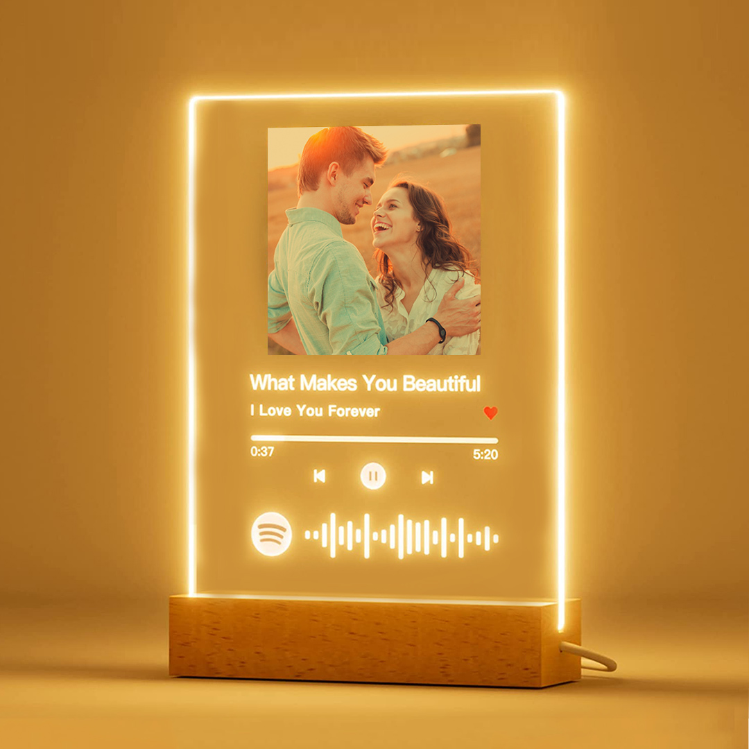 Custom Spotify Plaque Anniversary Ideal Gifts for Him - Spotify Glass Plaque Birthday Gifts for Women - Personalized Acrylic Song with Photo Music Plaque - Customized Gifts for Her