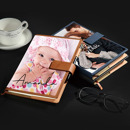 Custom Leather Photo Notebook With Snap