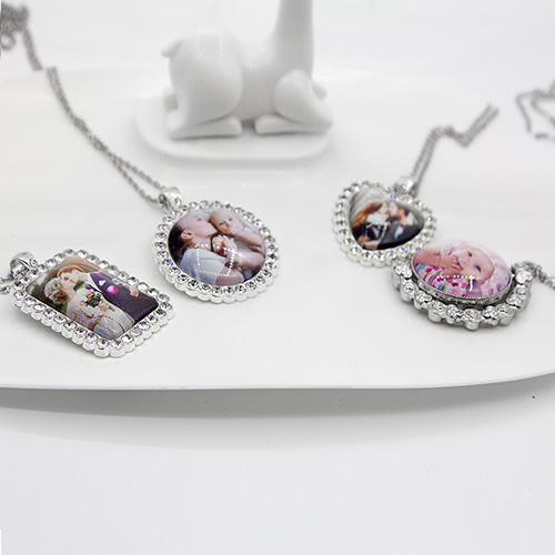 Custom Diamond Crystal Photo Necklace