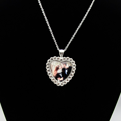 Custom Diamond Heart Crystal Photo Necklace
