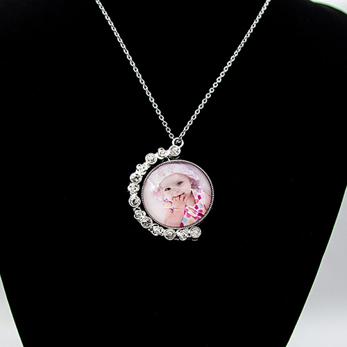 Custom Diamond Rotate Crystal Photo Necklace