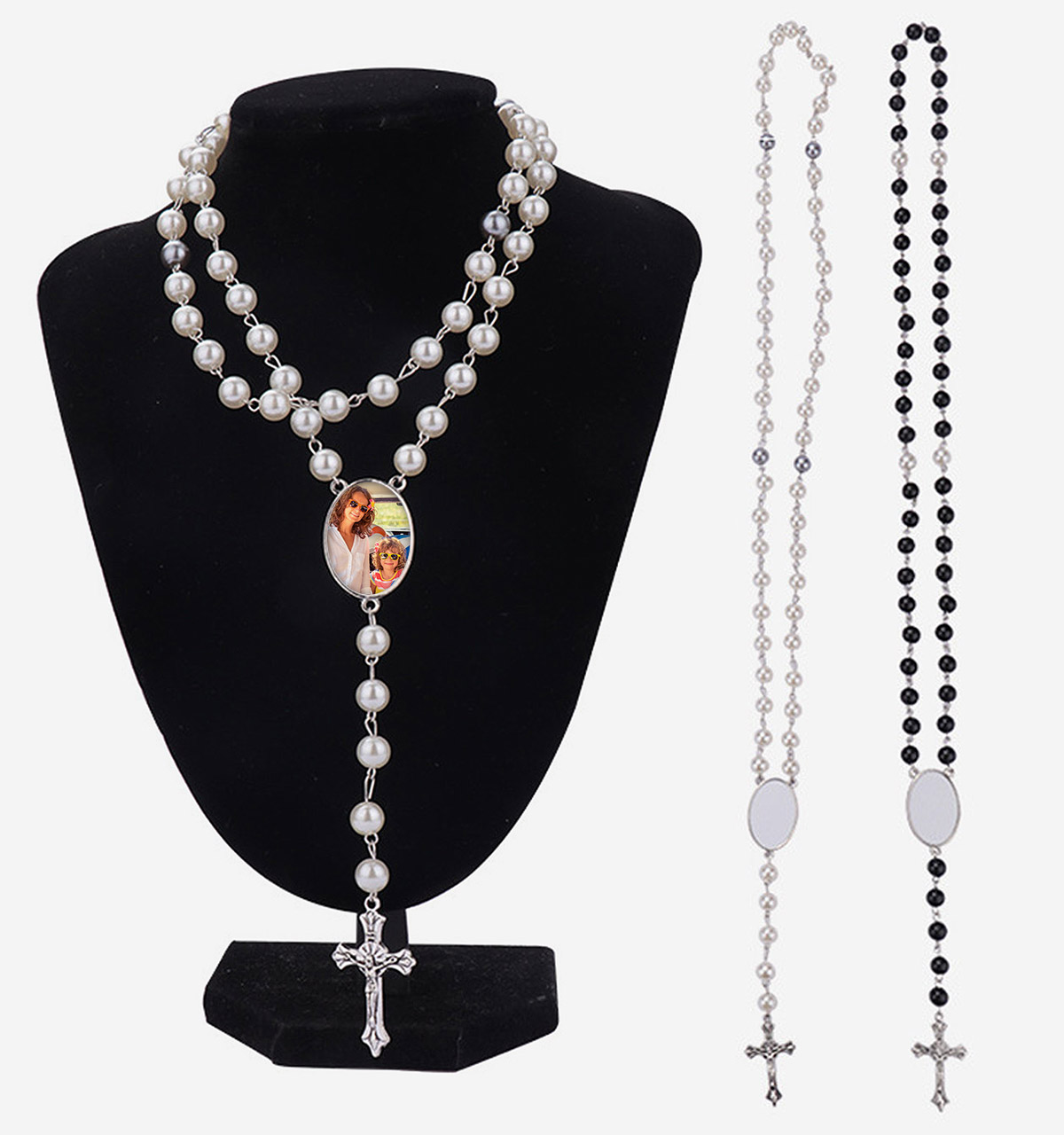 Custom Photo Long Pearl Necklaces for Women