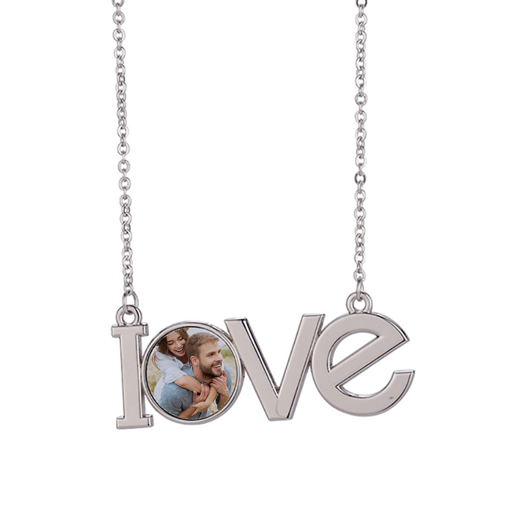 Custom Love Pendant Necklace for Couple with Picture for Birthday Valentines Anniversary