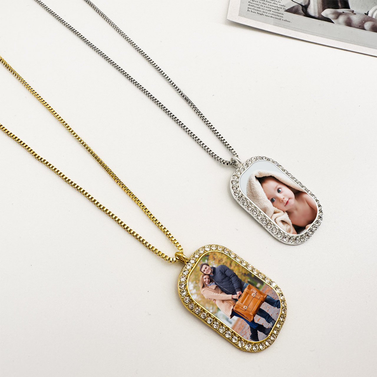 Personalized Hip Hop Custom Picture Text Pendant Necklace
