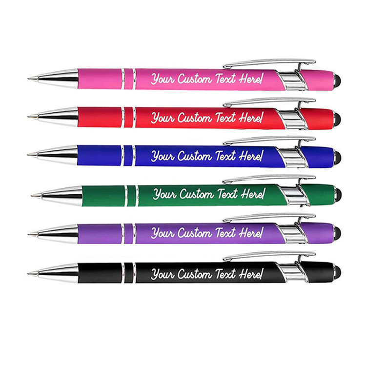 Personalized Custom Pens Bulk 6 Pack with Stylus Tip