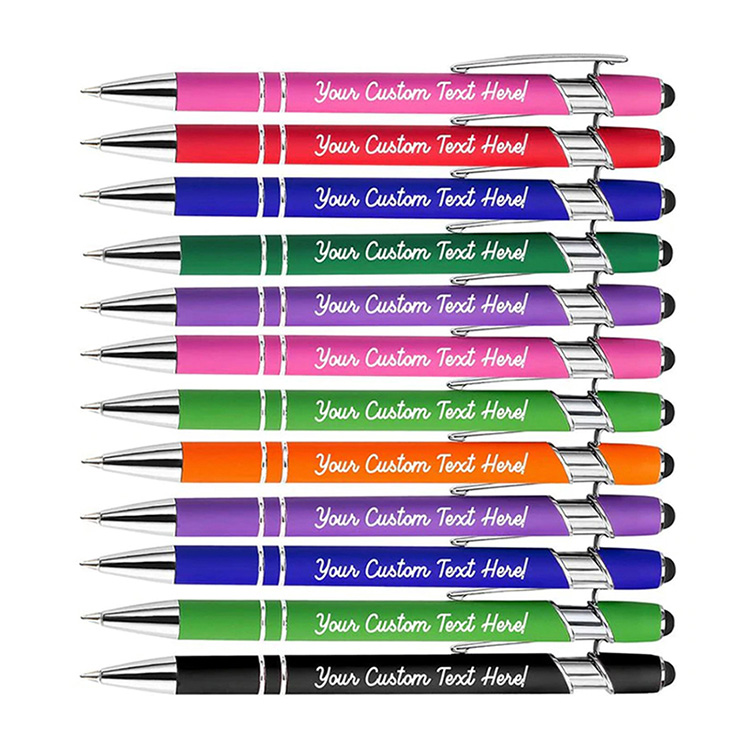 Personalized Custom Pens Bulk 12 Pack with Stylus Tip