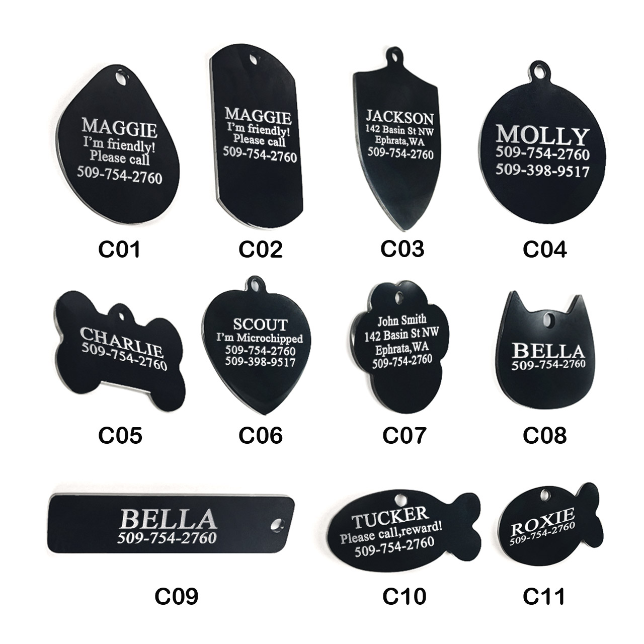 Stainless Steel Pet ID Tag Dog Name Tags Personalized Front and Back Engraving, Customized Dog Tags and Cat Tags, Optional Engraved on Both Sides