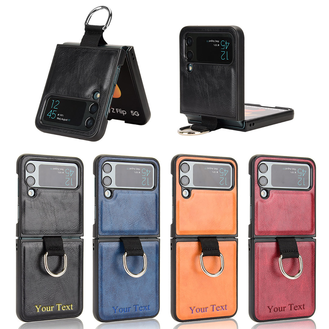 Custom Galaxy Z Flip3 Case With Ring Leather Protective Case